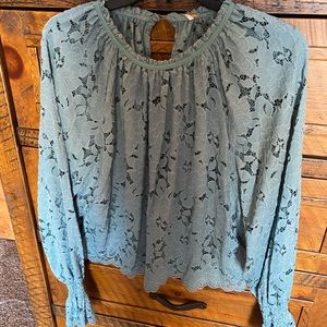 Free People light blue/green Jade lace top